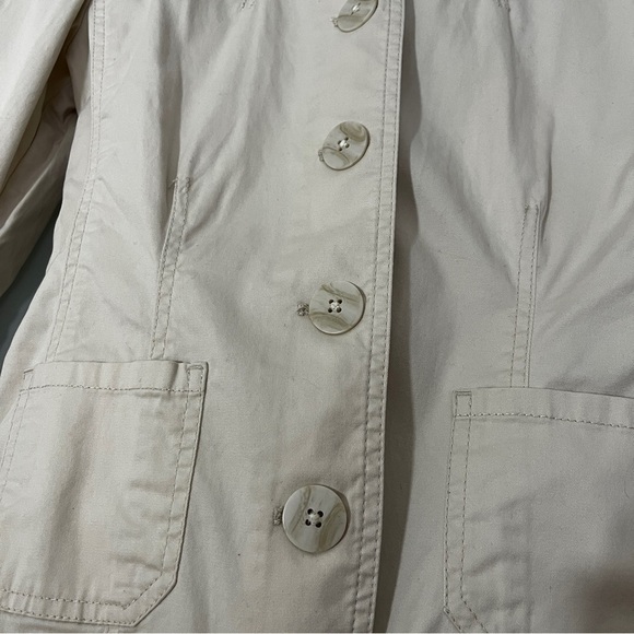 J. Jill Cropped 3/4 Sleeve Cream Button-Up Blazer Women's 6 Career Office Preppy - Picture 4 of 9